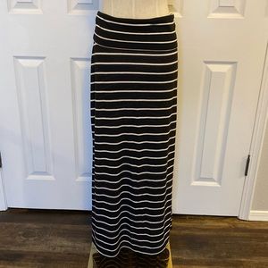 Black and White Striped Maxi Skirt